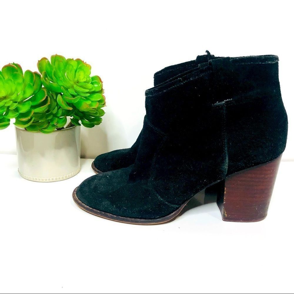 Splendid Black Suede Heeled Ankle Booties Boots